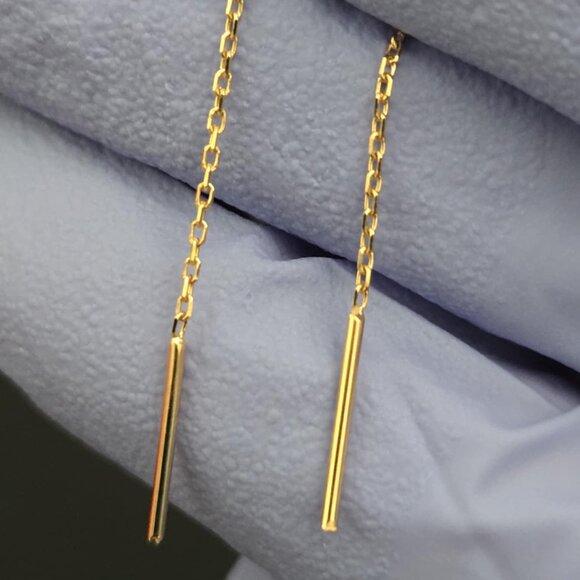 Clover design dangling - Gold Earring - Picture 9 of 16